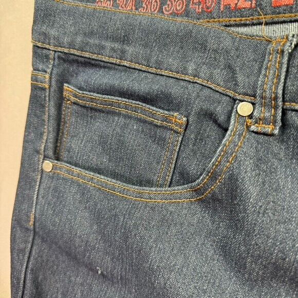 Linea Uomo Jeans Mens 42x30 Blue Relaxed Baggy Denim Skate Grunge Dark Wash - Picture 8 of 16